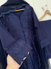 Midnight blue 3 pc lawn dress