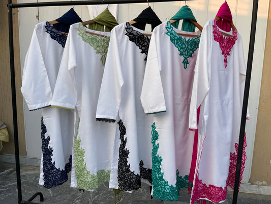 FARHA 3PC LASER EMBROIDERED DRESS