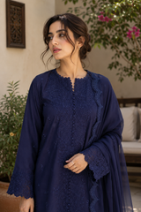 Midnight blue 3 pc lawn dress