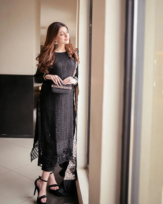 MAHRANI 3PC CHIFFON DRESS