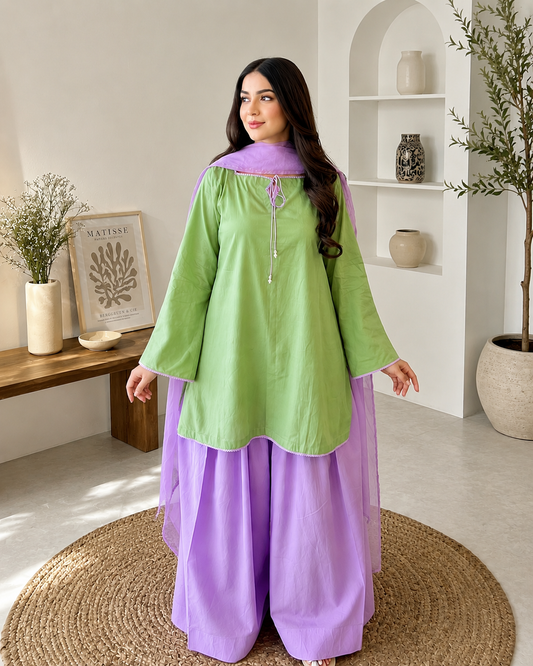 ESHAL 3 PC LAWN FARSHI DRESS
