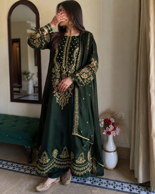 Mehrunisa GREEN 3pc dress