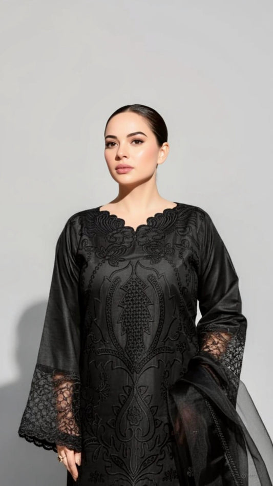 IRISH LUXURY LAWN 3PC (BLACK )