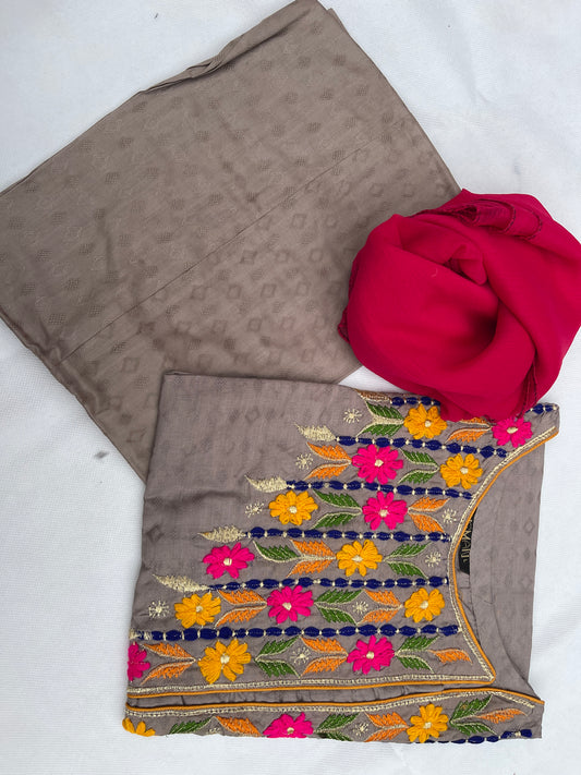 Embroidered 3pc dress