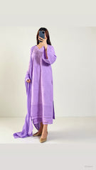 IRISH CHICKAN LAWN DRESS (LAVENDER)