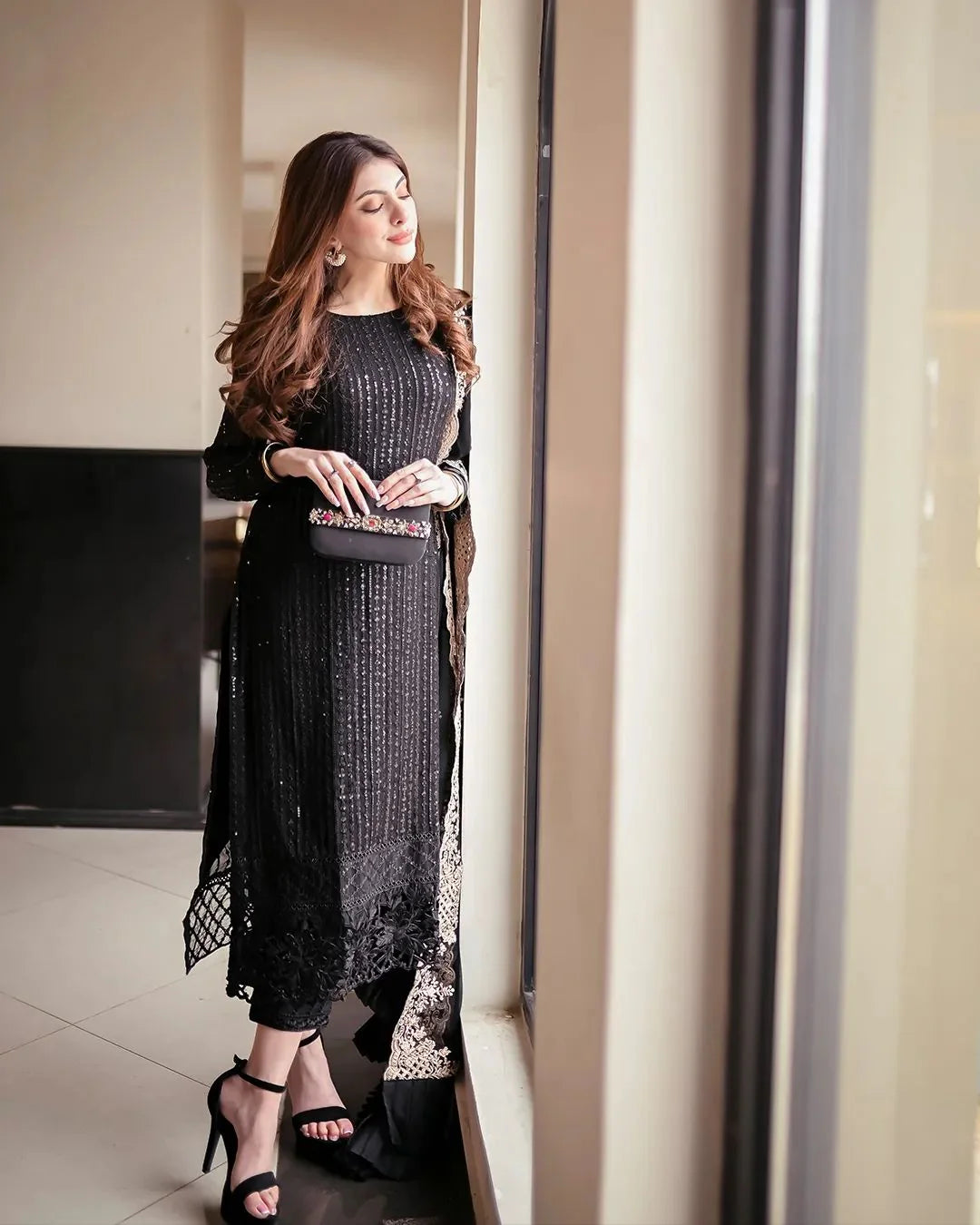 MAHRANI 3PC CHIFFON DRESS