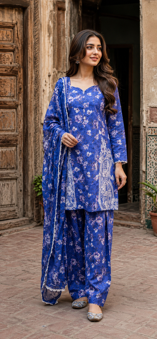 NEELI 3PC LAWN FARSHI DRESS