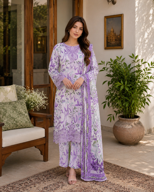 Simple lawn 3pc dress