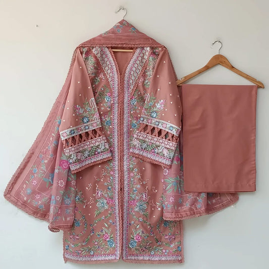 MAROSH LAWN 3PC DRESS (DUSTY)