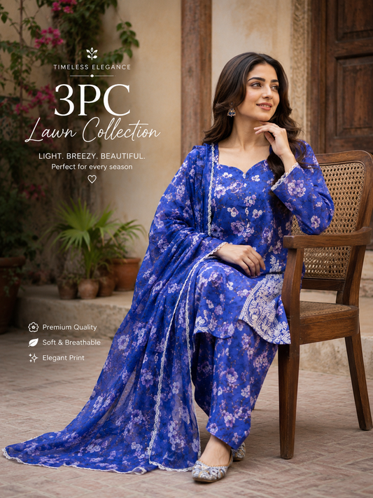 NEELI 3PC LAWN FARSHI DRESS