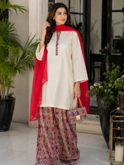 TASHO FARSHI SHALWAR SET (OFF WHITE )